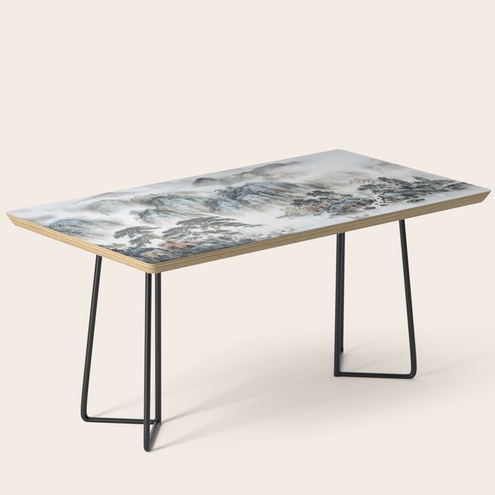 Enchanting Japanese Watercolor Ink Landscape Painting Coffee Table Gallery Image 1
