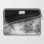 Enchanting Japanese Watercolor Ink Landscape Painting Laptop Sleeve Gallery Image 2