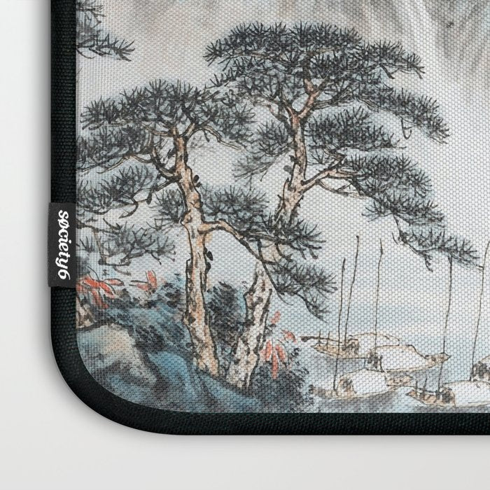 Enchanting Japanese Watercolor Ink Landscape Painting Laptop Sleeve Gallery Image 3