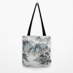Enchanting Japanese Watercolor Ink Landscape Painting Tote Bag Gallery Image 2