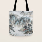 Enchanting Japanese Watercolor Ink Landscape Painting Tote Bag Gallery Image 1