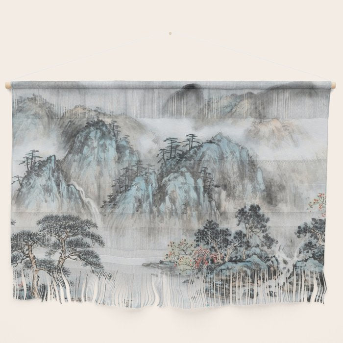 Enchanting Japanese Watercolor Ink Landscape Painting Wall Hanging Gallery Image 1