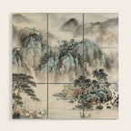 Enchanting Japanese Watercolor Ink Landscape Painting Wood Wall Art Gallery Image 1