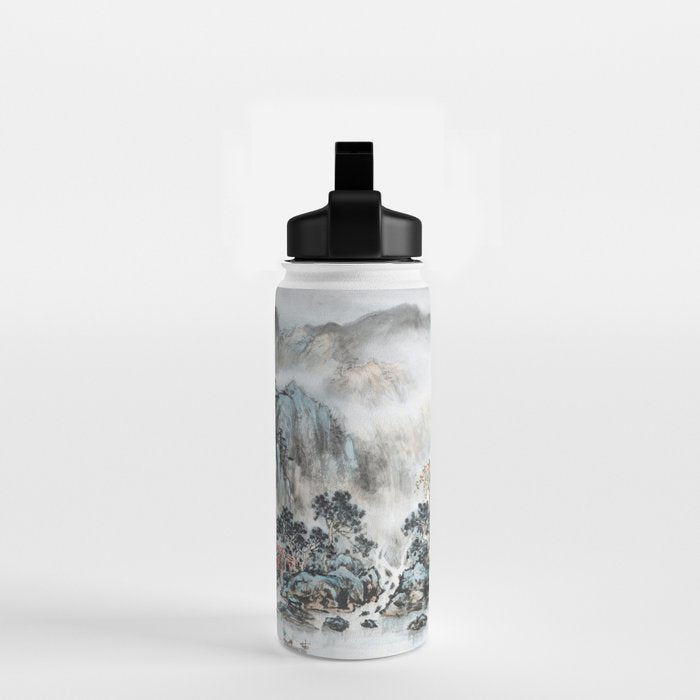 Enchanting Japanese Watercolor Ink Landscape Painting Water Bottle Gallery Image 2