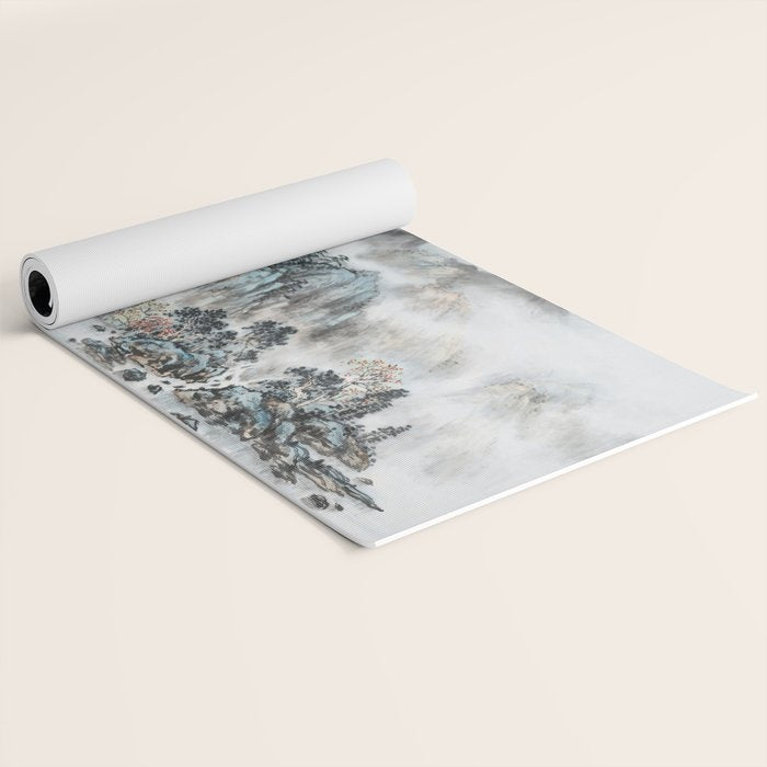 Enchanting Japanese Watercolor Ink Landscape Painting Yoga Mat Gallery Image 2