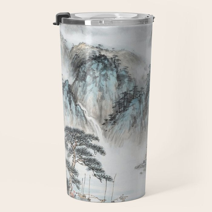Enchanting Japanese Watercolor Ink Landscape Painting Travel Mug Gallery Image 3
