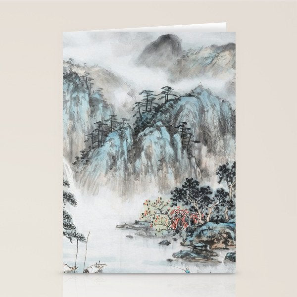 Enchanting Japanese Watercolor Ink Landscape Painting Stationery Card Gallery Image 2