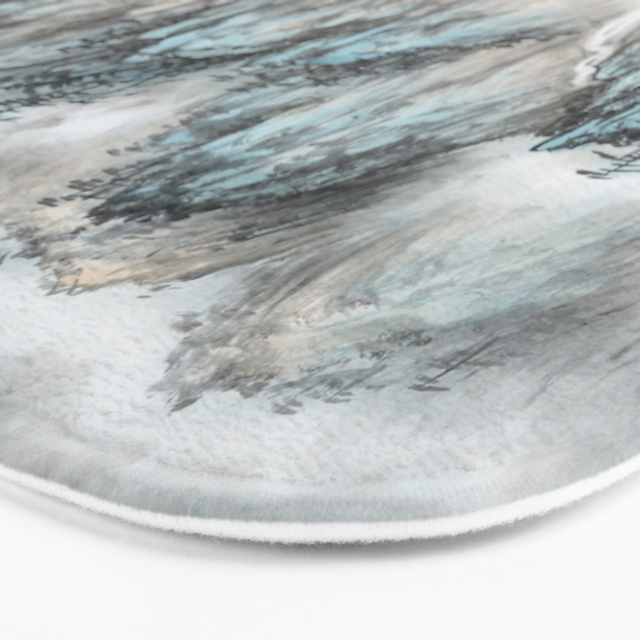 Enchanting Japanese Watercolor Ink Landscape Painting Bath Mat Gallery Image 3