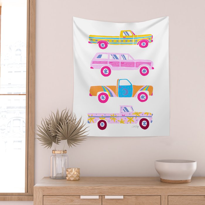 Retro Roads â Candy Palette Wall Tapestry Gallery Image 2