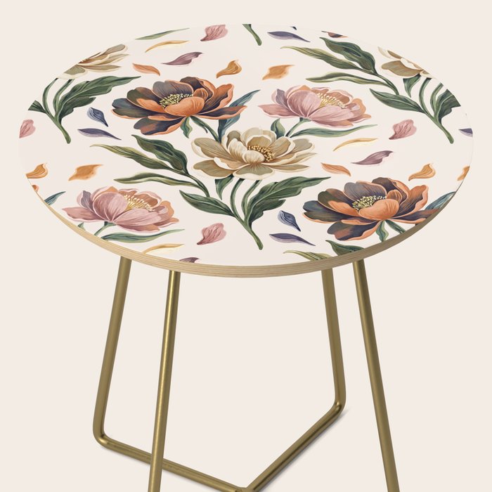 Hand Painted Peony Florals Side Table Gallery Image 2