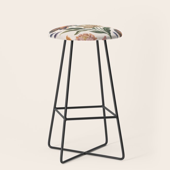Hand Painted Peony Florals Stool Gallery Image 1
