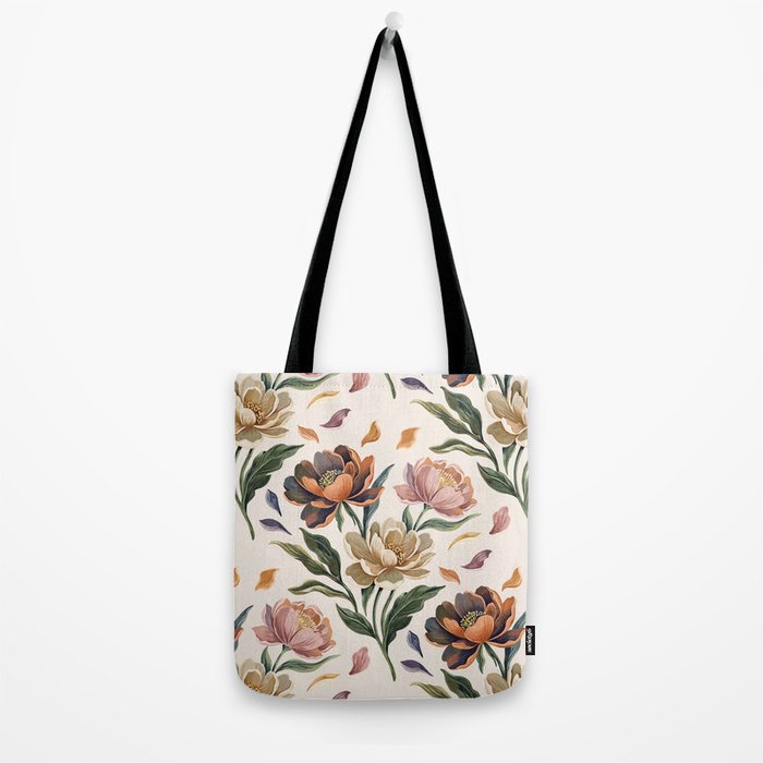 Hand Painted Peony Florals Tote Bag Gallery Image 2