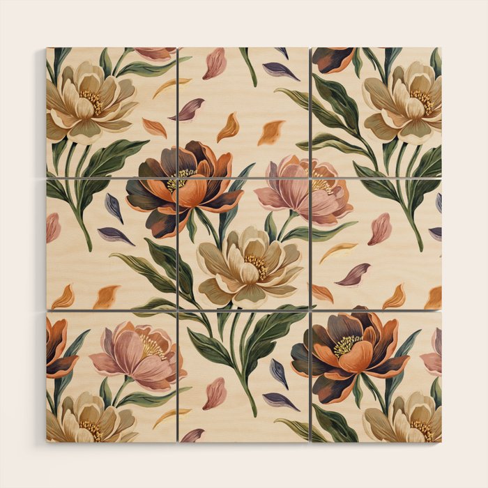 Hand Painted Peony Florals Wood Wall Art Gallery Image 1