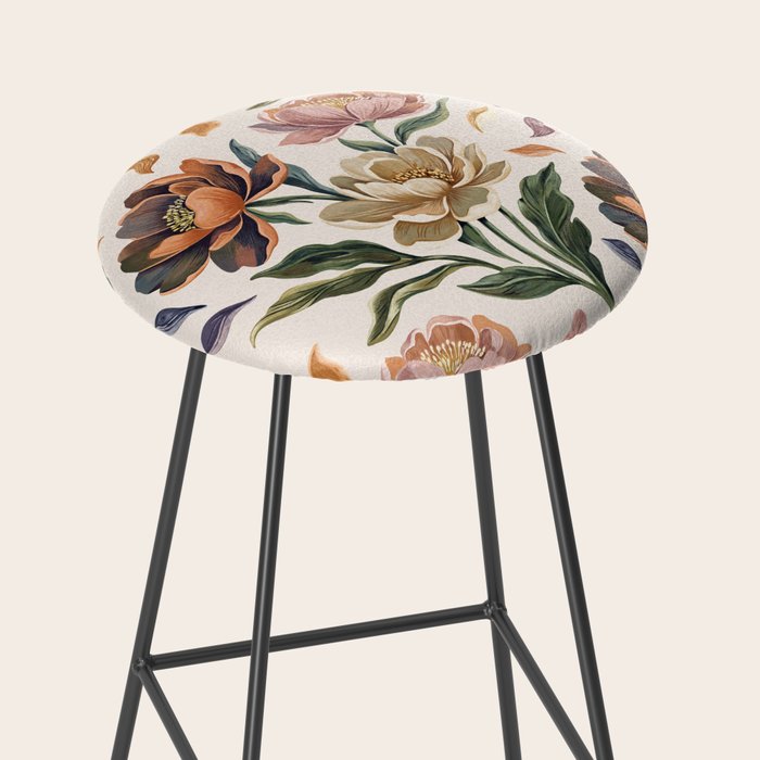 Hand Painted Peony Florals Stool Gallery Image 2