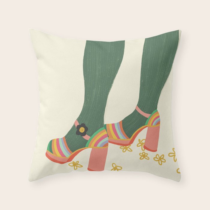 Rainbow walk feet Throw Pillow Gallery Image 6