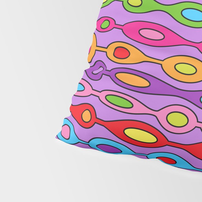 Mid Century Colorful Geometric Oval Pattern Pillow Sham Gallery Image 4