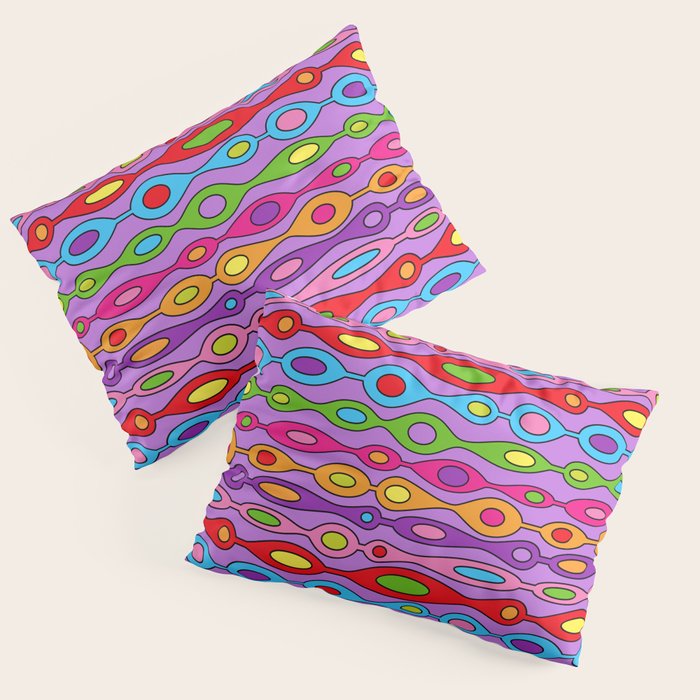 Mid Century Colorful Geometric Oval Pattern Pillow Sham Gallery Image 3