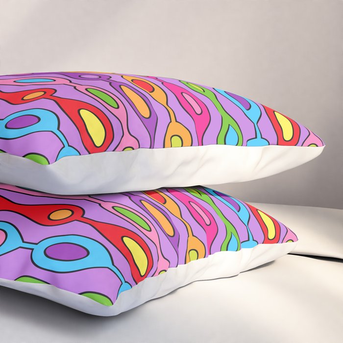 Mid Century Colorful Geometric Oval Pattern Pillow Sham Gallery Image 3