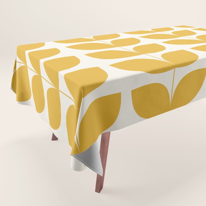 Danish Pattern Yellow Mid Century Modern Tablecloth Gallery Image 1