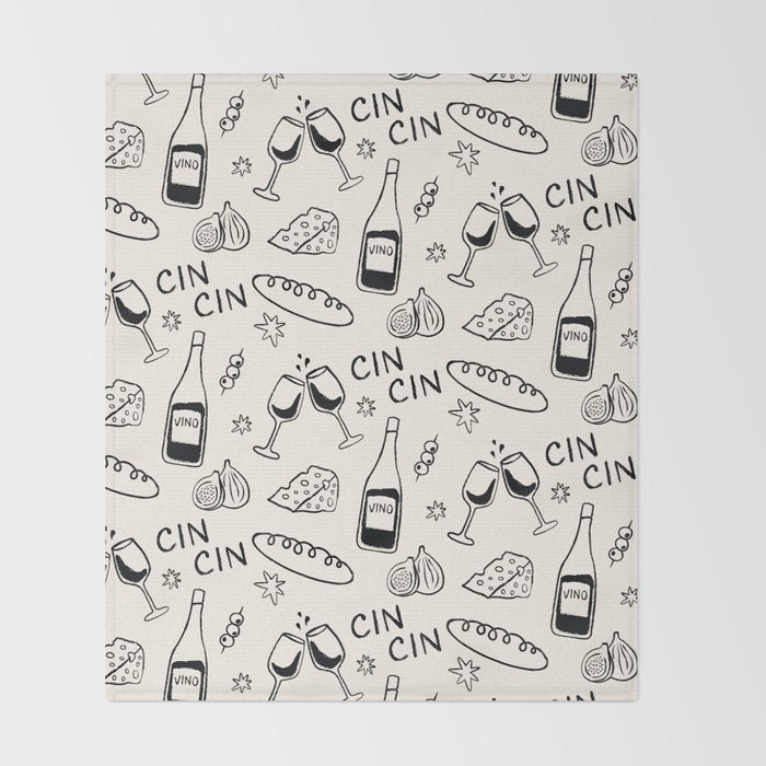 Cheers. Cheese and Wine Throw Blanket Gallery Image 2