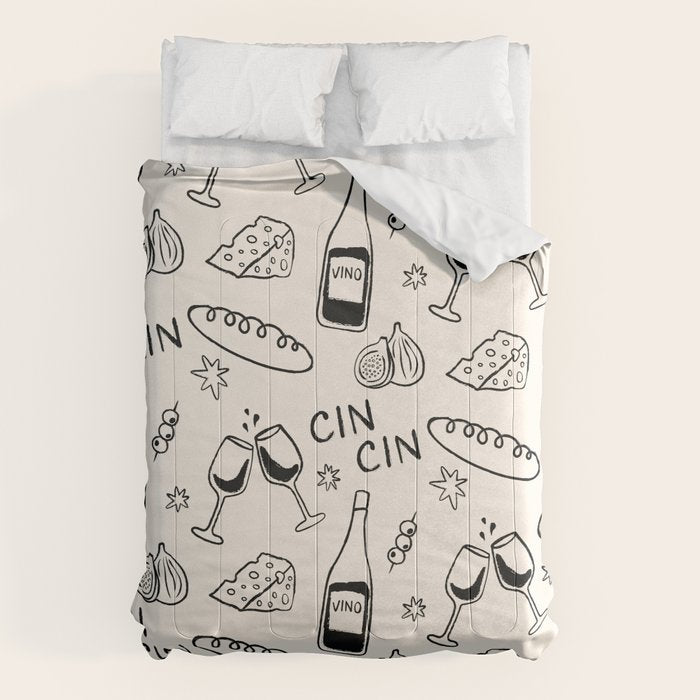 Cheers. Cheese and Wine Comforter Gallery Image 1