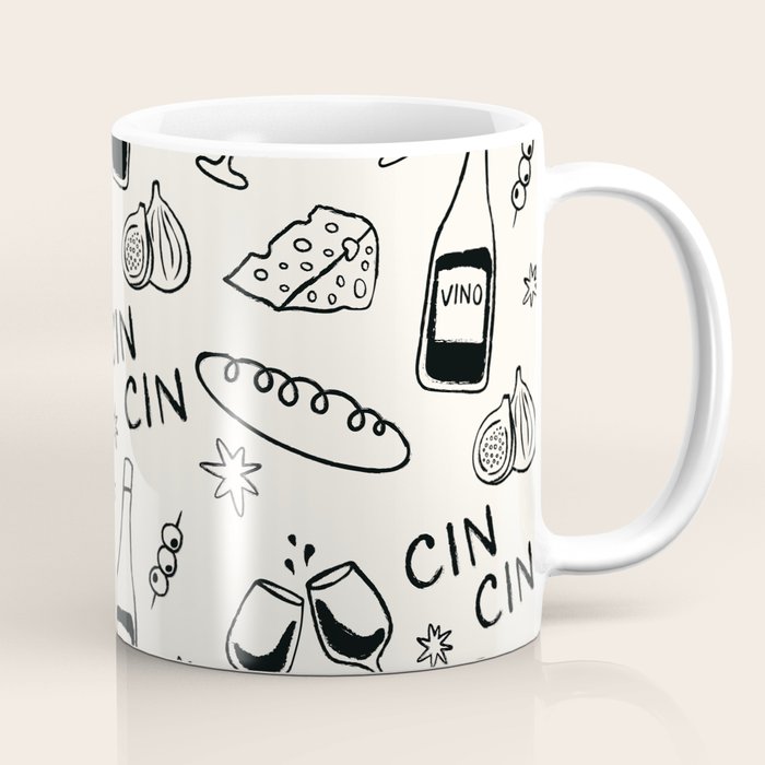 Cheers. Cheese and Wine Coffee Mug Gallery Image 1