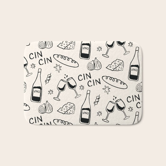 Cheers. Cheese and Wine Bath Mat Gallery Image 1