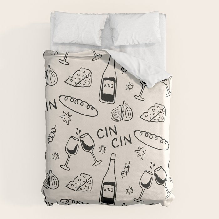 Cheers. Cheese and Wine Duvet Cover Gallery Image 6