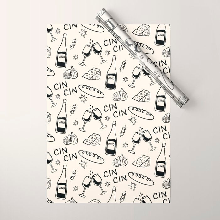Cheers. Cheese and Wine Wrapping Paper Gallery Image 1