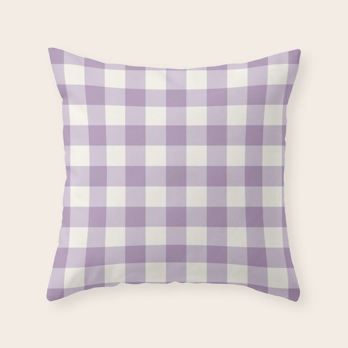 Lavender Gingham Throw Pillow Gallery Image 1