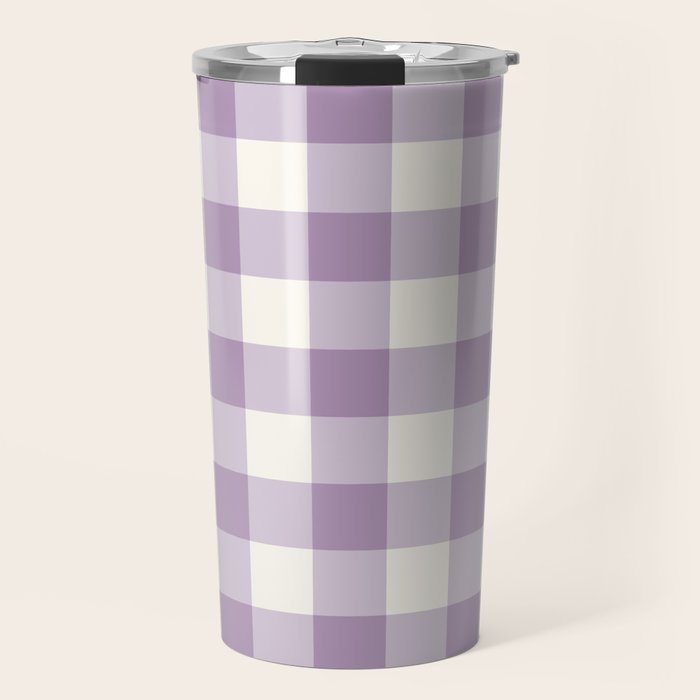 Lavender Gingham Travel Mug Gallery Image 1