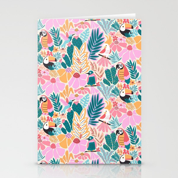 Joyful Jungle Birds In The Happy Pastel Tropics Stationery Card Gallery Image 2