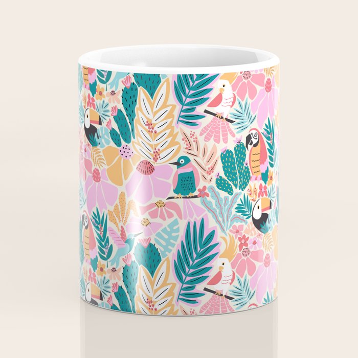 Joyful Jungle Birds In The Happy Pastel Tropics Coffee Mug Gallery Image 4