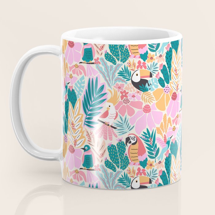 Joyful Jungle Birds In The Happy Pastel Tropics Coffee Mug Gallery Image 3