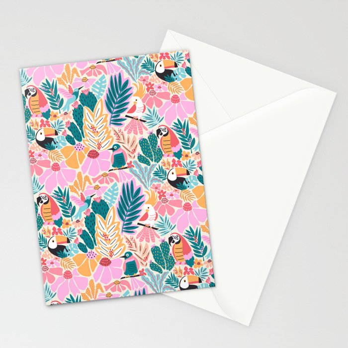 Joyful Jungle Birds In The Happy Pastel Tropics Stationery Card Gallery Image 2