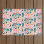 Joyful Jungle Birds In The Happy Pastel Tropics Outdoor Rug Gallery Image 1