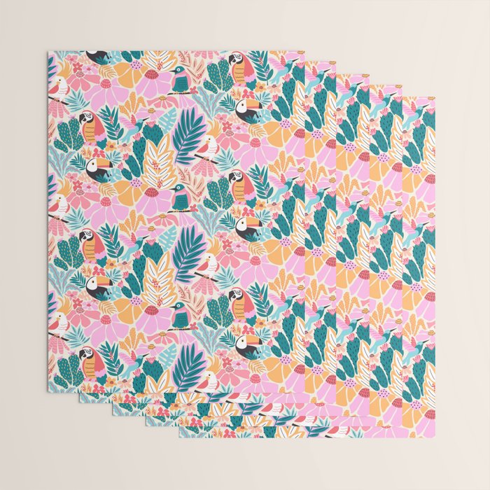 Joyful Jungle Birds In The Happy Pastel Tropics Wrapping Paper Gallery Image 3