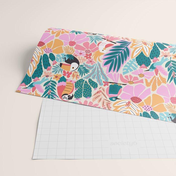 Joyful Jungle Birds In The Happy Pastel Tropics Wrapping Paper Gallery Image 2