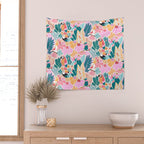Joyful Jungle Birds In The Happy Pastel Tropics Wall Tapestry Gallery Image 2