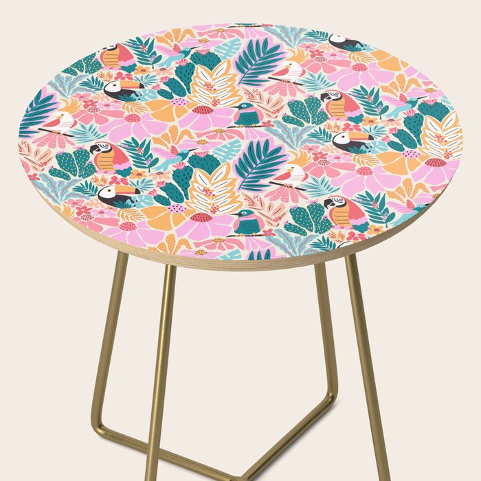 Joyful Jungle Birds In The Happy Pastel Tropics Side Table Gallery Image 2