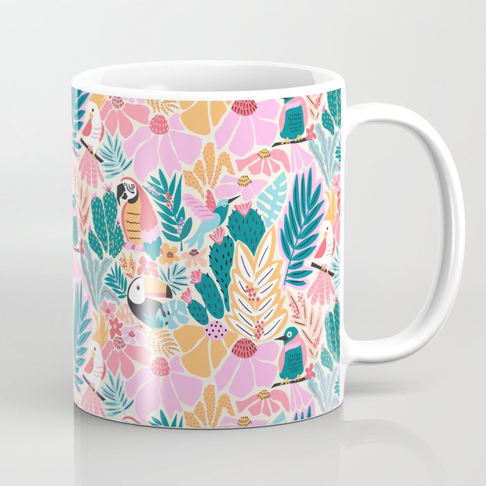 Joyful Jungle Birds In The Happy Pastel Tropics Coffee Mug Gallery Image 1