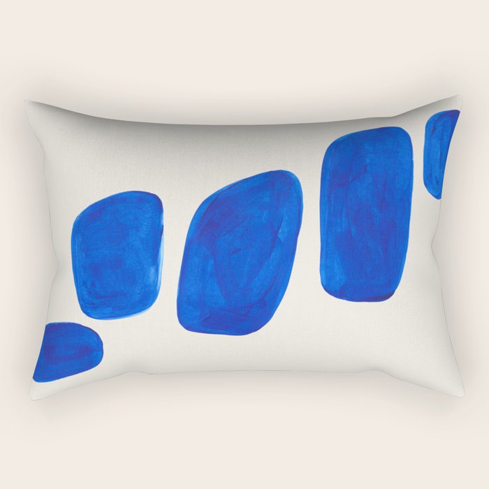 Minimalist Modern Mid Century Colorful Abstract Shapes Phthalo Blue Native Pebbles Stacked Rectangular Pillow Gallery Image 2