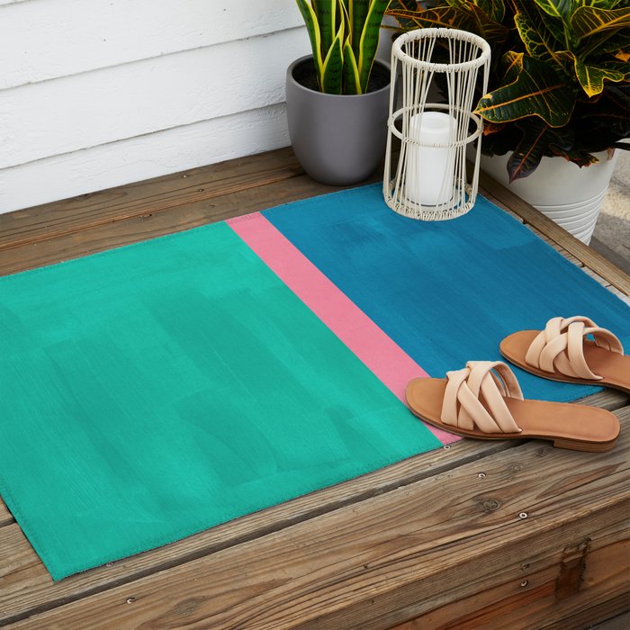 Teal Embrace Outdoor Rug Gallery Image 2