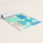 Mid-Century Geometrics Aqua Blue Teal Pattern Yoga Mat Gallery Image 2