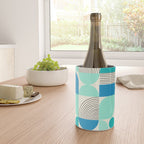 Mid-Century Geometrics Aqua Blue Teal Pattern Wine Chiller Gallery Image 4