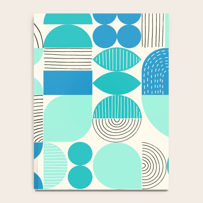 Mid-Century Geometrics Aqua Blue Teal Pattern Notebook Gallery Image 4