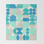 Mid-Century Geometrics Aqua Blue Teal Pattern Throw Blanket Gallery Image 2
