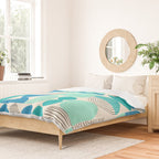 Mid-Century Geometrics Aqua Blue Teal Pattern Duvet Cover Gallery Image 2