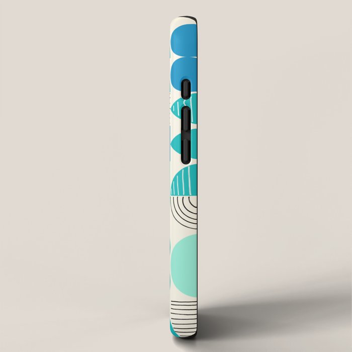 Mid-Century Geometrics Aqua Blue Teal Pattern iPhone Case Gallery Image 2