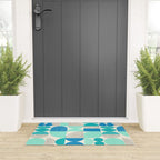 Mid-Century Geometrics Aqua Blue Teal Pattern Welcome Mat Gallery Image 3